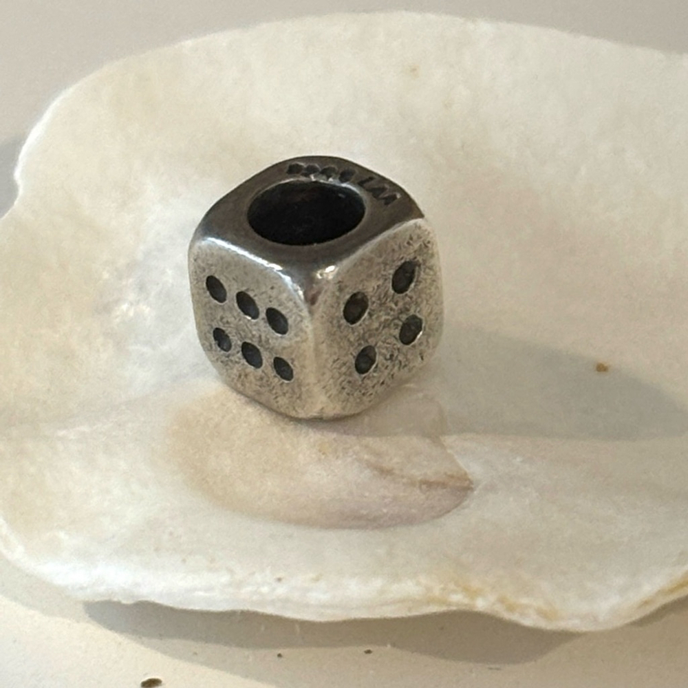 TROLLBEADS Dice bead sterling silver charm marked 925s LAA good luck gambling